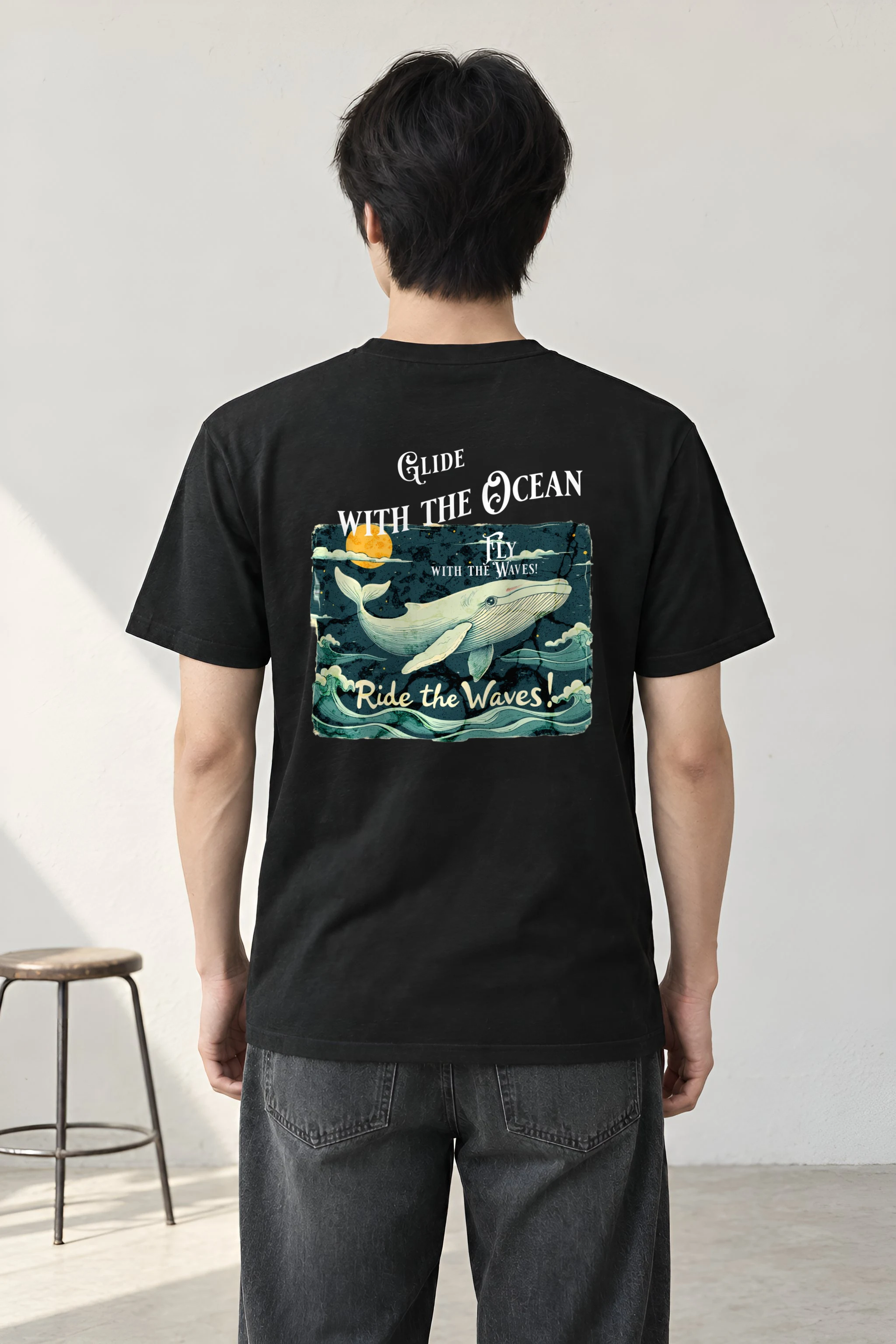 "Ride The Waves" Heavyweight Unisex Crewneck T-shirt