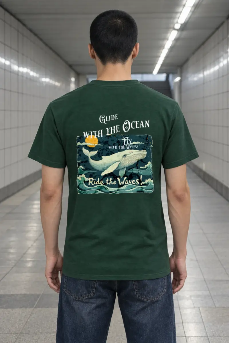 "Ride The Waves" Heavyweight Unisex Crewneck T-shirt | Gildan 5000