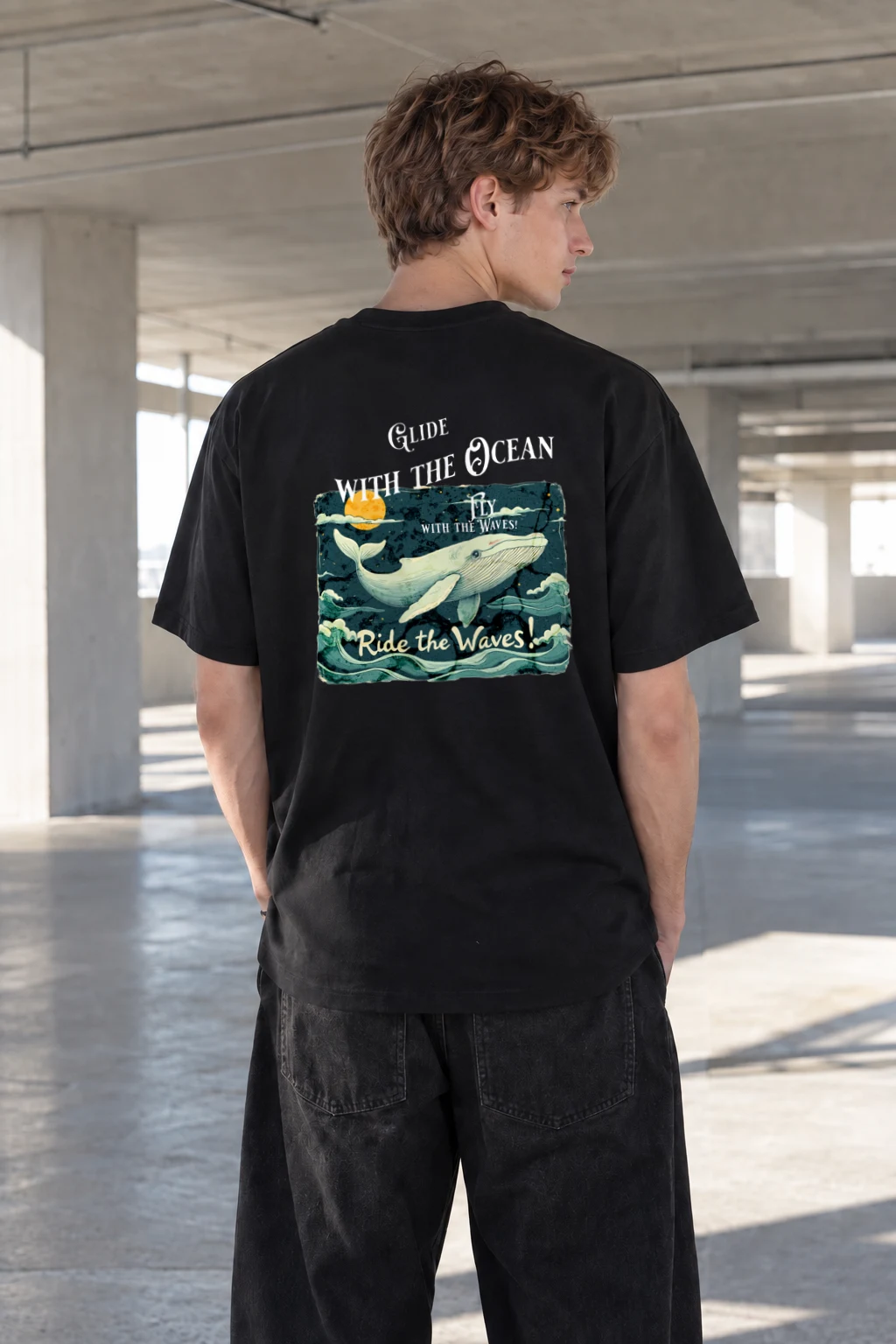 "Ride The Waves" Heavyweight Unisex Crewneck T-shirt | Gildan 5000