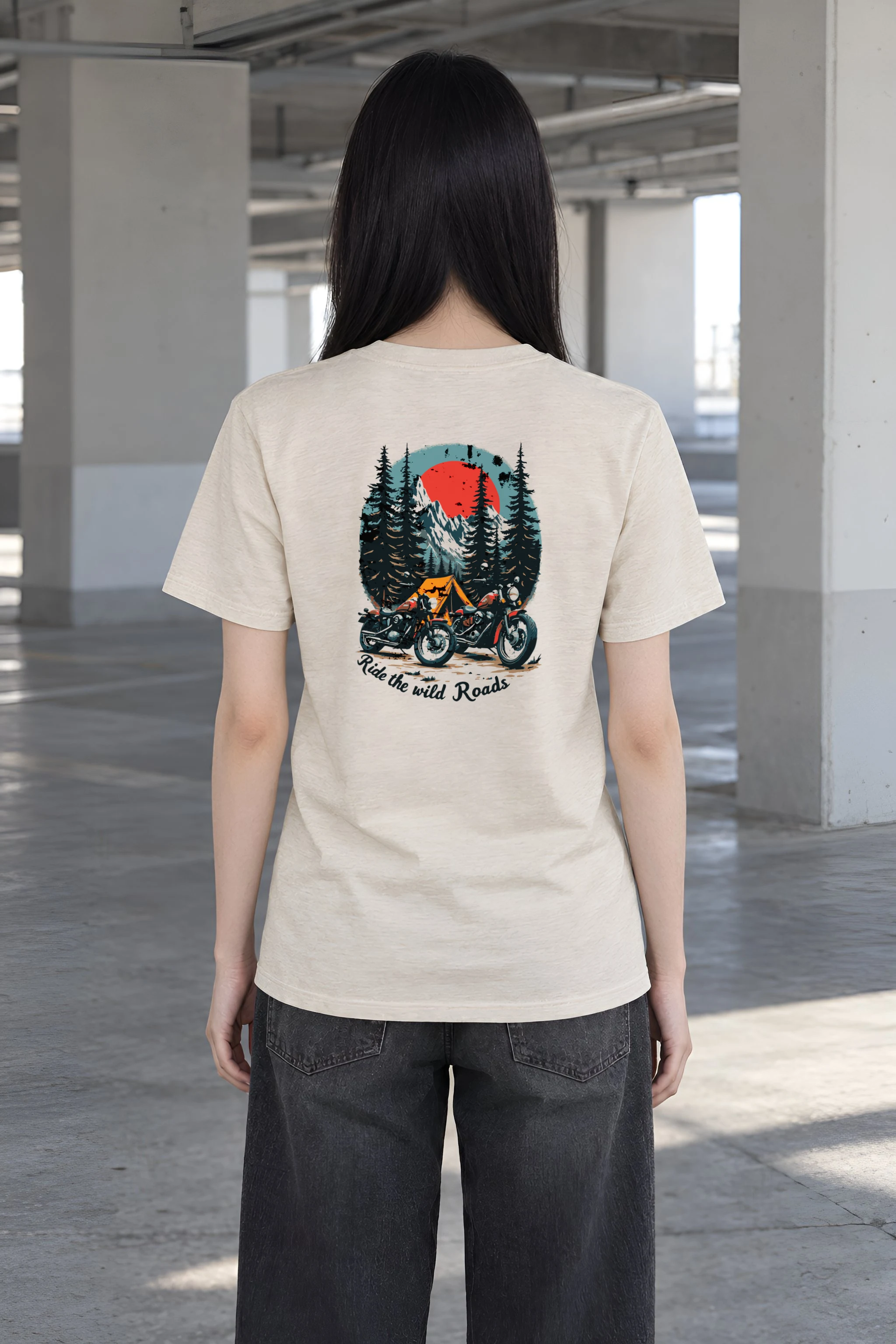 "Ride The Wild Roads" Heavyweight Unisex Crewneck T-shirt