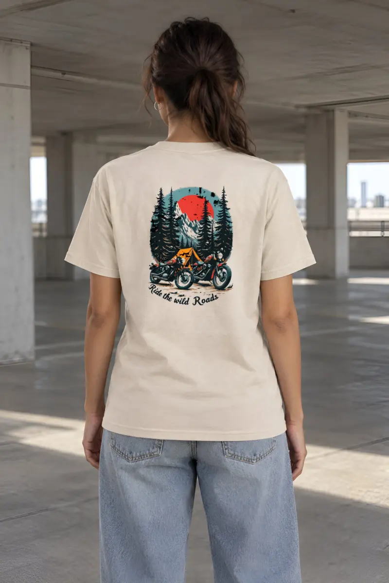 "Ride The Wild Roads" Heavyweight Unisex Crewneck T-shirt