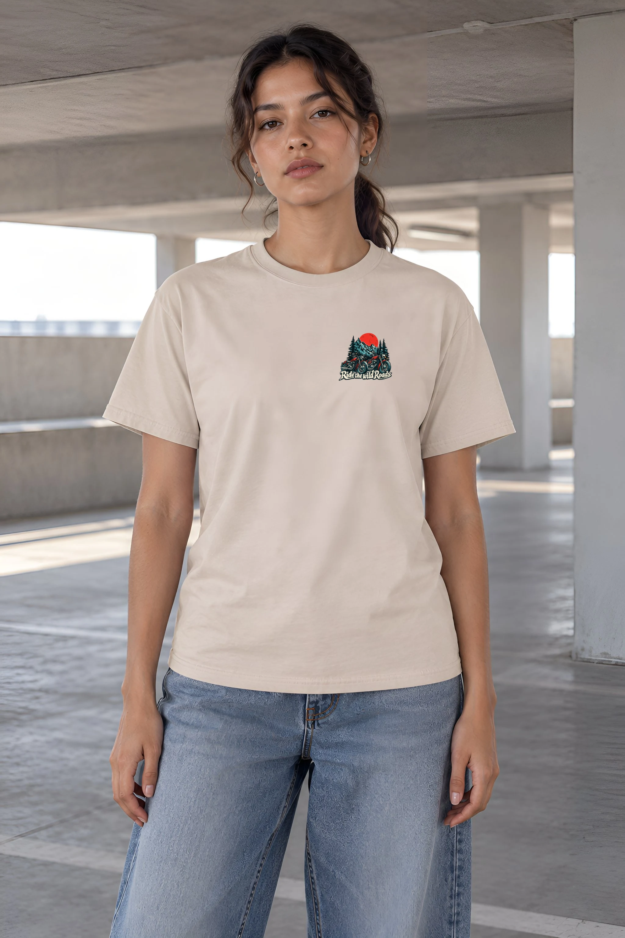 "Ride The Wild Roads" Heavyweight Unisex Crewneck T-shirt