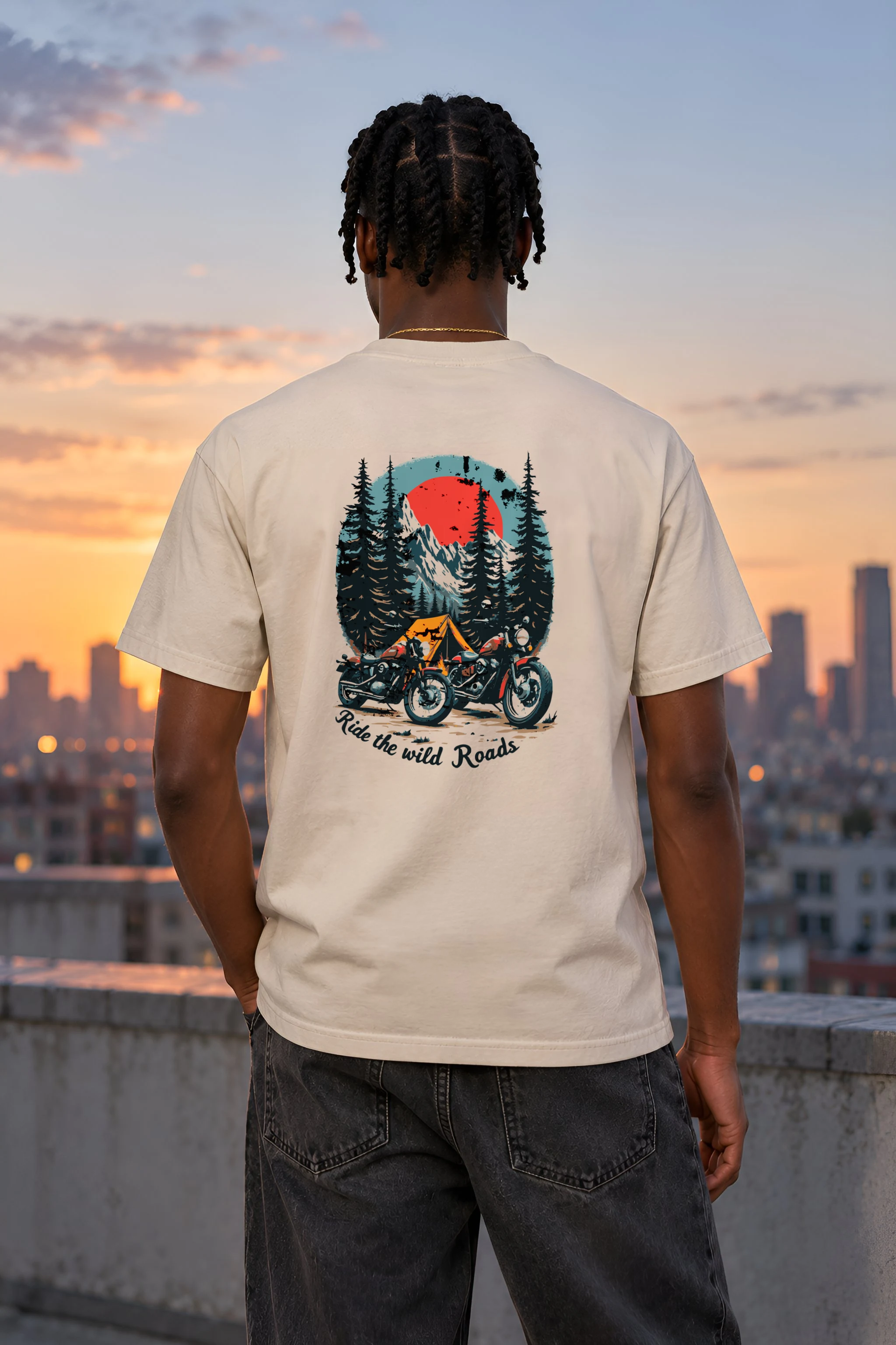 "Ride The Wild Roads" Heavyweight Unisex Crewneck T-shirt