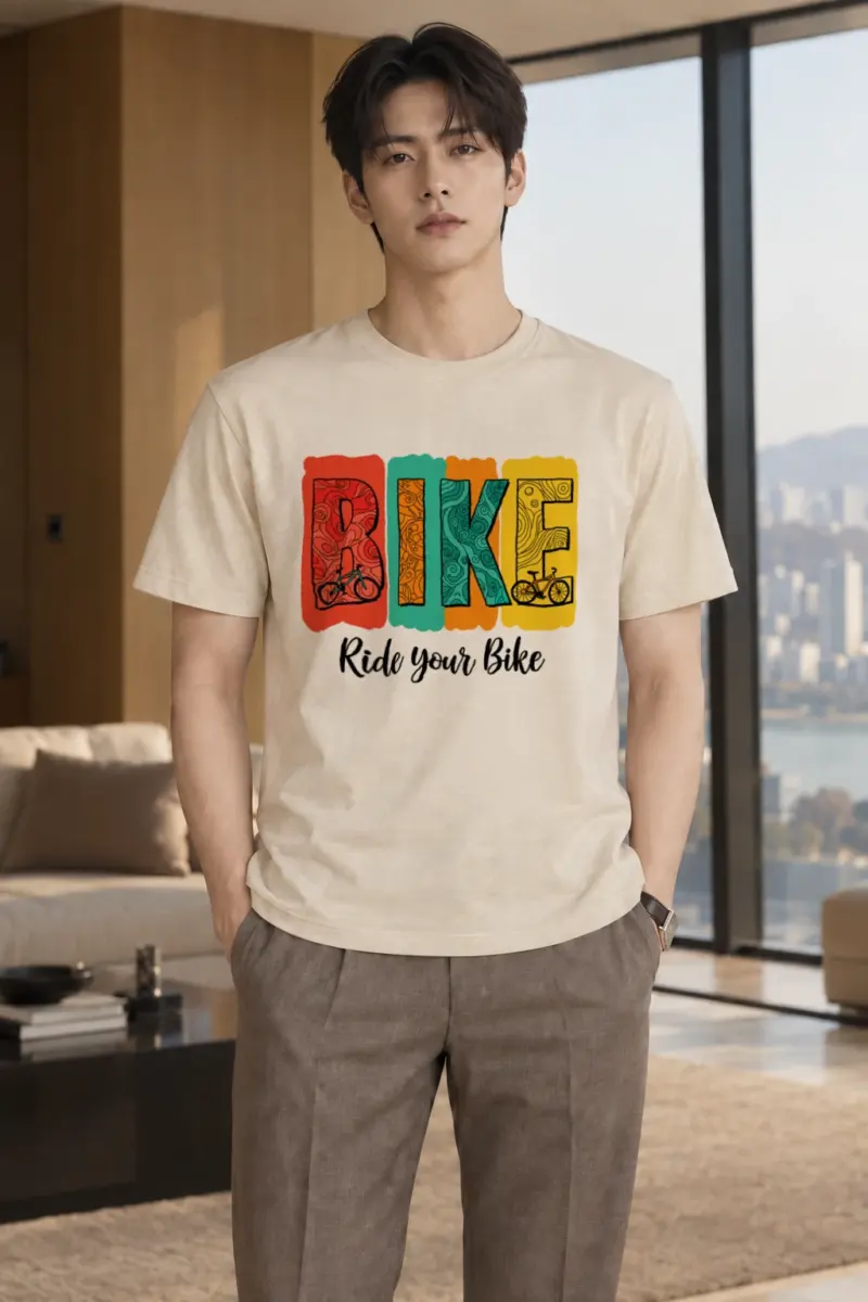 "Ride Your Bike" Heavyweight Unisex Crewneck T-shirt | Gildan 5000