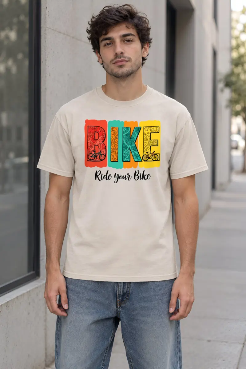 "Ride Your Bike" Heavyweight Unisex Crewneck T-shirt