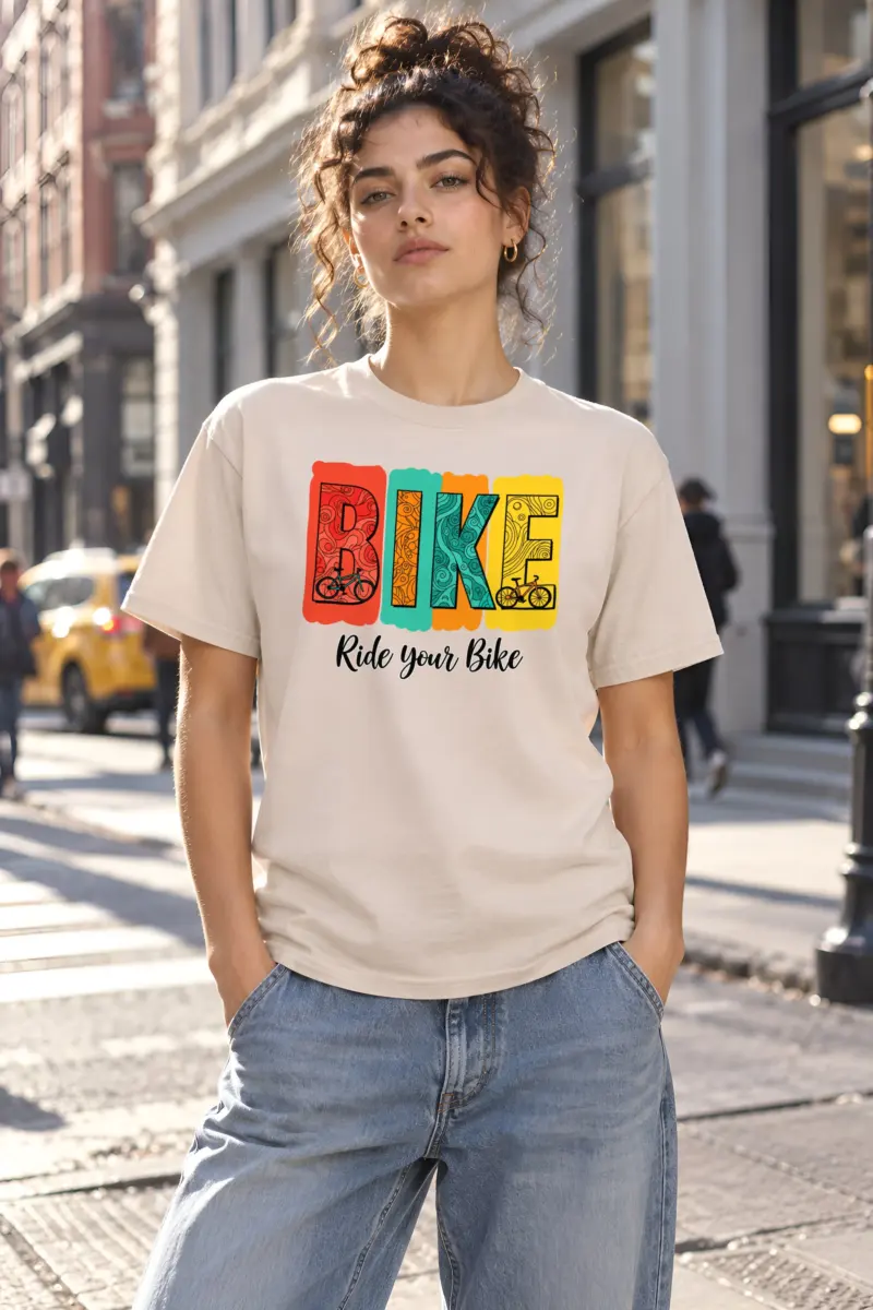 "Ride Your Bike" Heavyweight Unisex Crewneck T-shirt