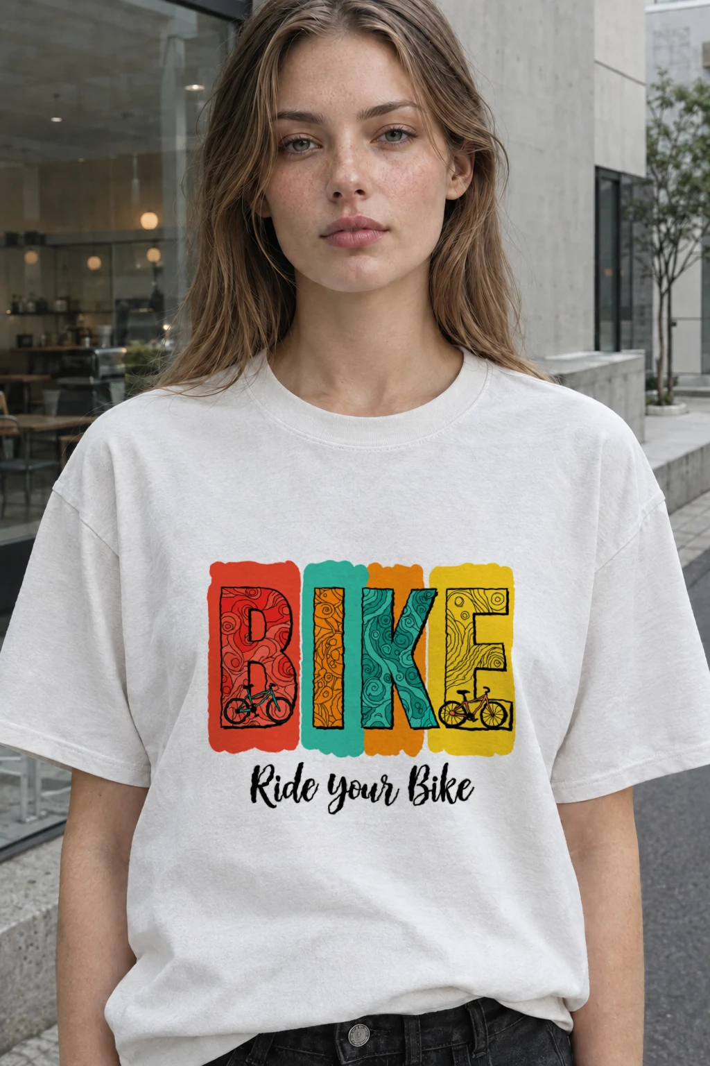 "Ride Your Bike" Heavyweight Unisex Crewneck T-shirt | Gildan 5000