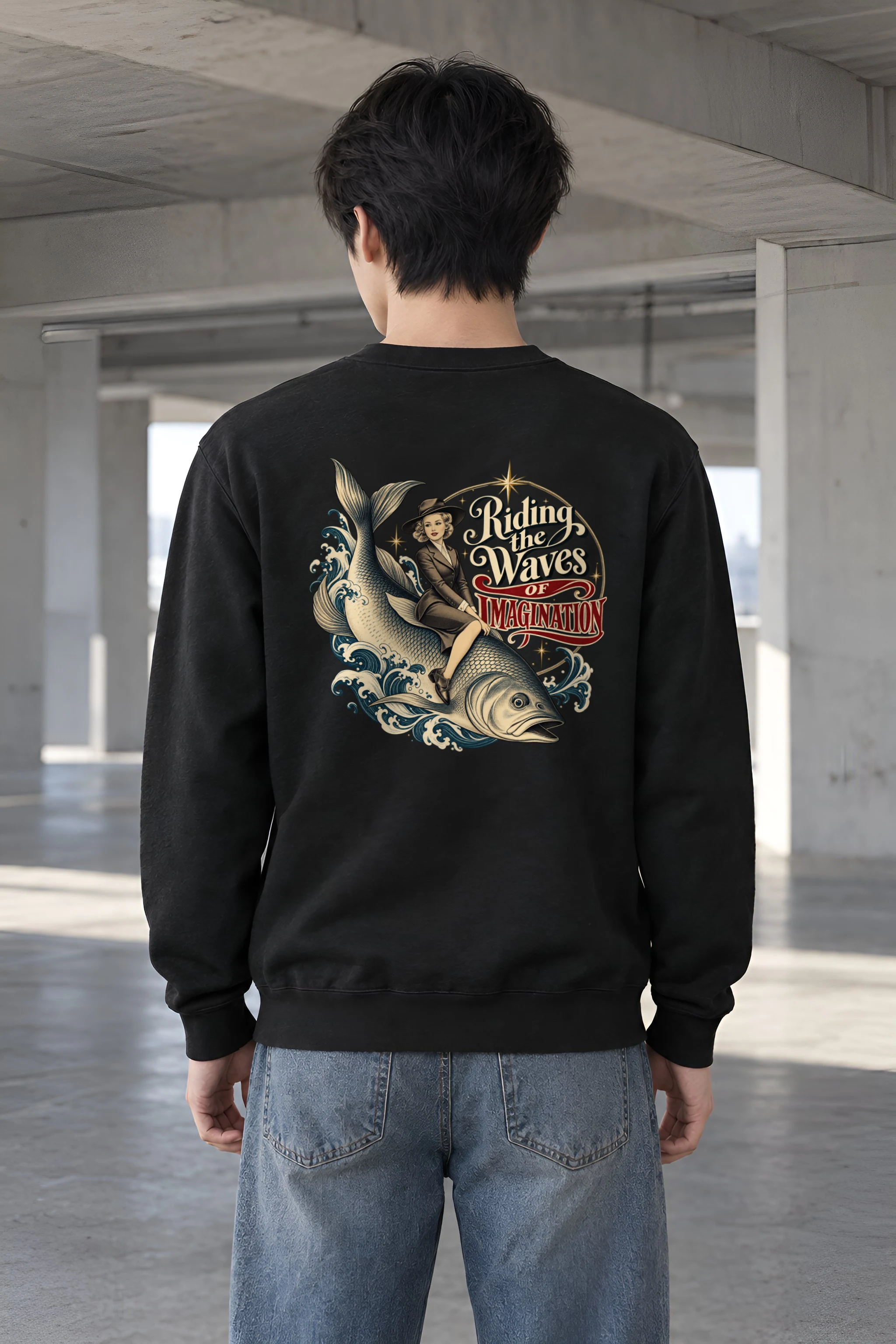 "Riding the Waves" Heavy Blend Unisex Crewneck Sweatshirt