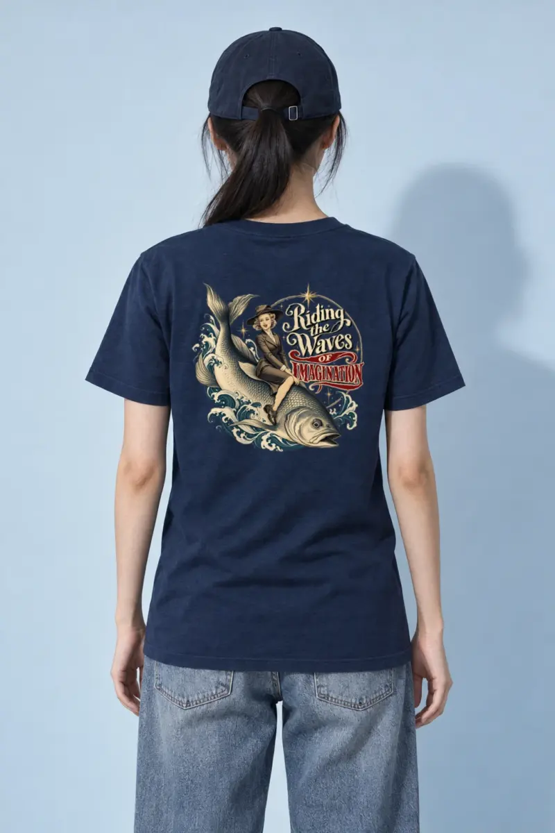 "Riding the Waves" Heavyweight Unisex Crewneck T-shirt | Gildan 5000