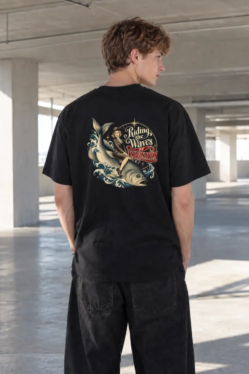 "Riding the Waves" Heavyweight Unisex Crewneck T-shirt | Gildan 5000