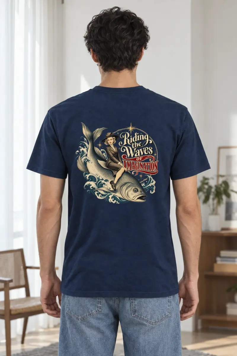 "Riding the Waves" Heavyweight Unisex Crewneck T-shirt | Gildan 5000