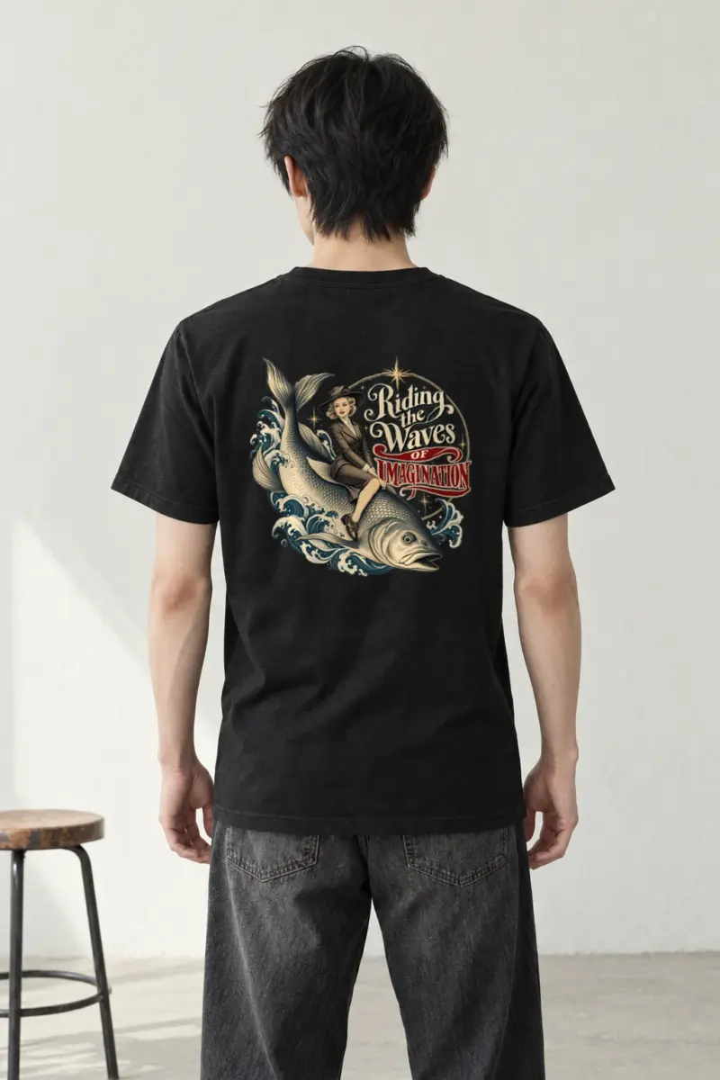 "Riding the Waves" Heavyweight Unisex Crewneck T-shirt | Gildan 5000