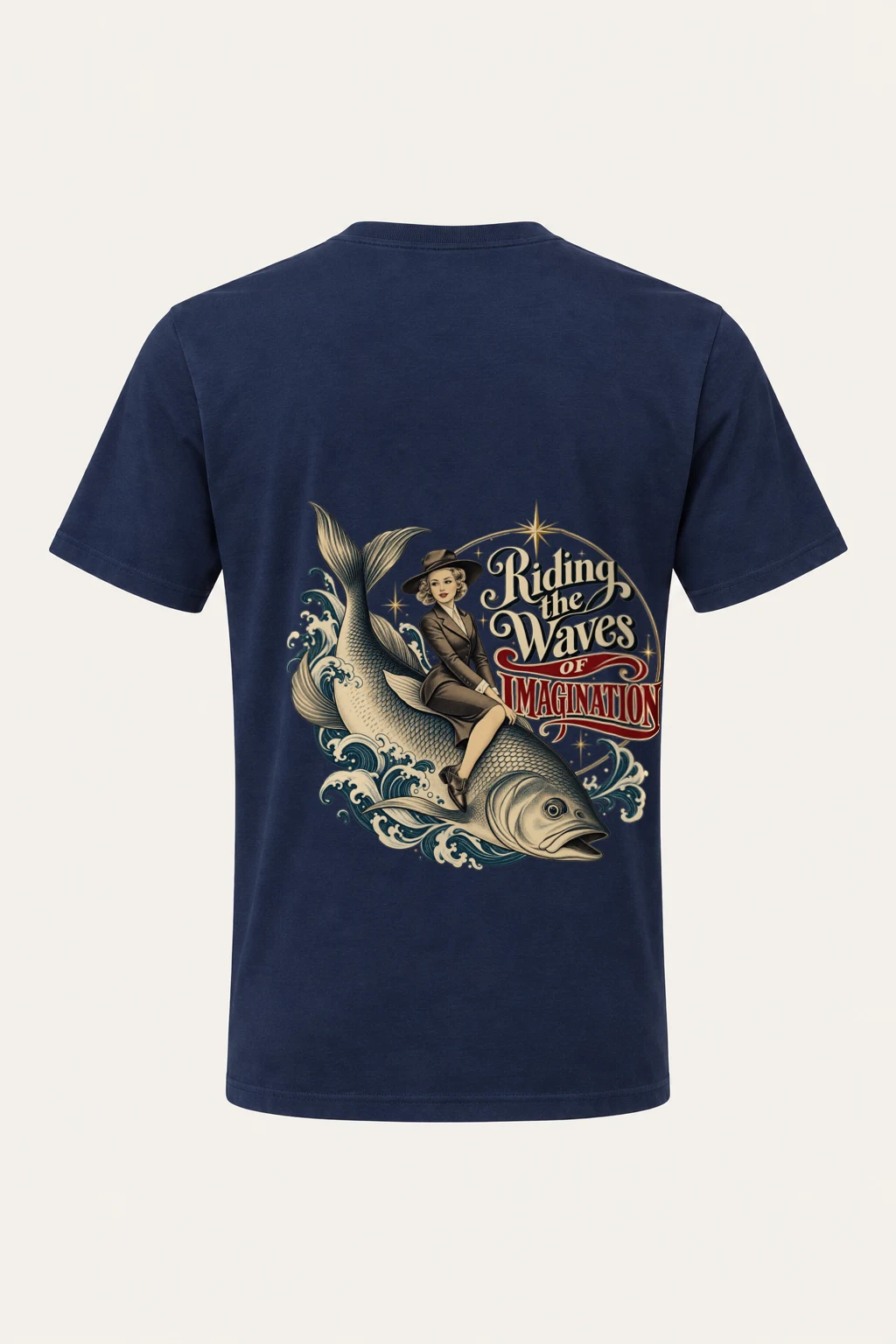 "Riding the Waves" Heavyweight Unisex Crewneck T-shirt | Gildan 5000