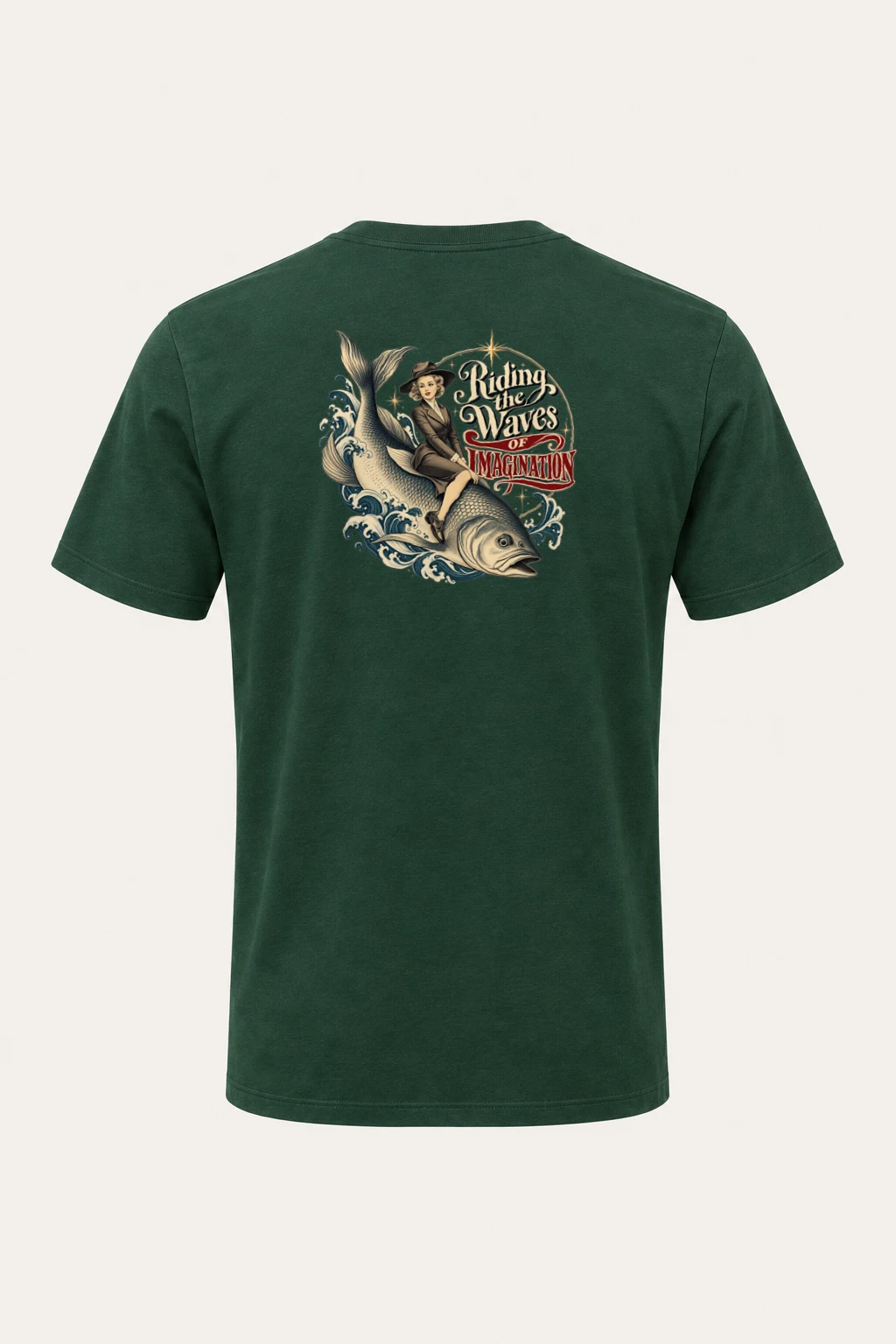 "Riding the Waves" Heavyweight Unisex Crewneck T-shirt | Gildan 5000