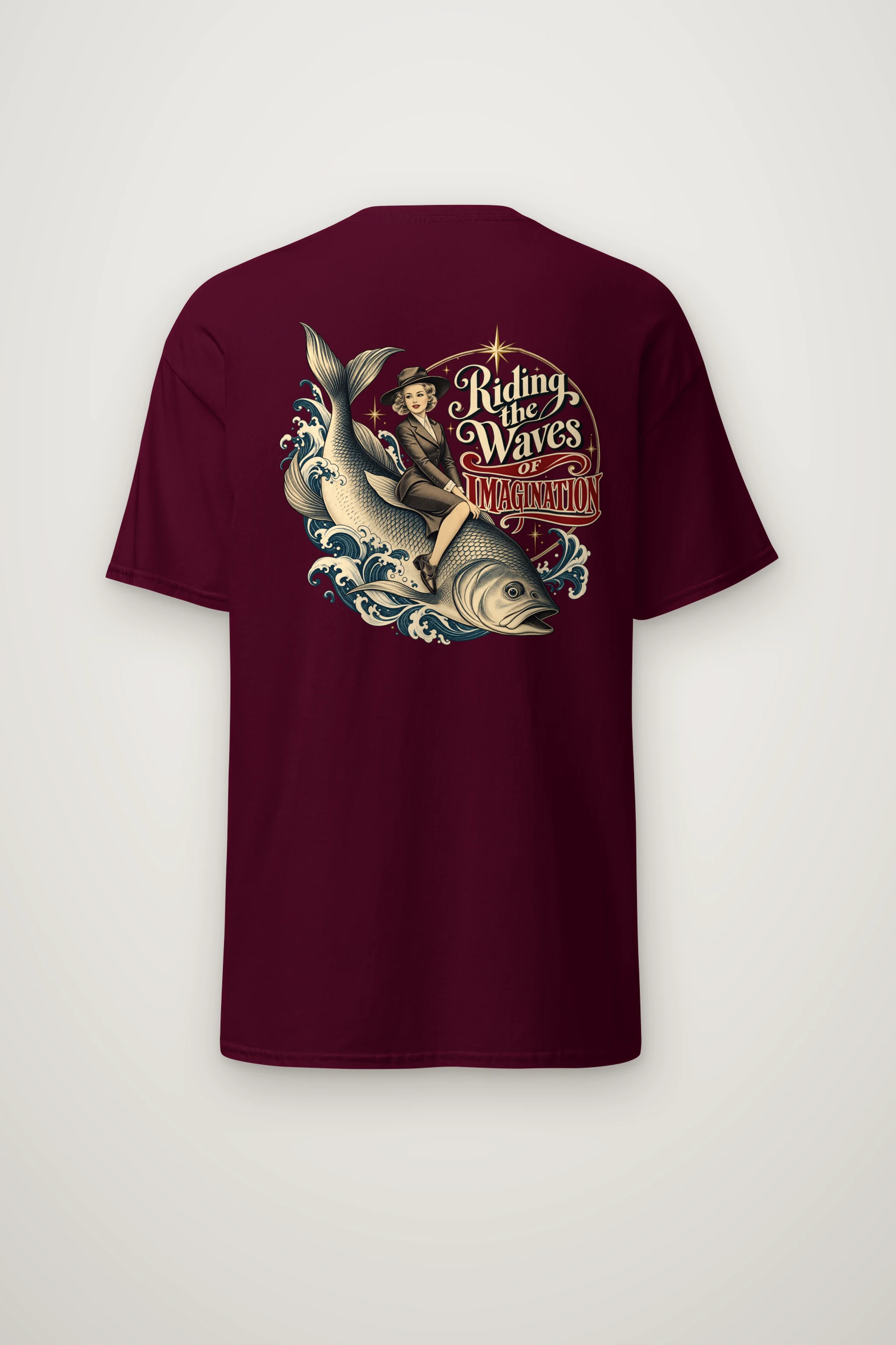 "Riding the Waves" Heavyweight Unisex Crewneck T-shirt