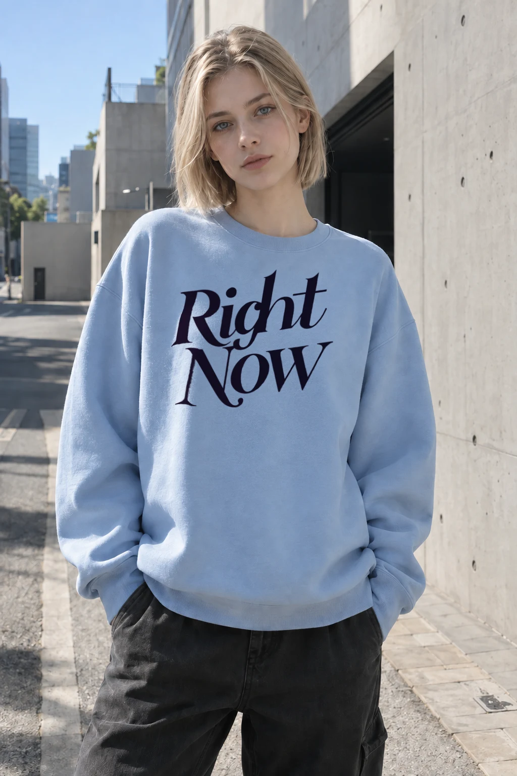 "Right Now Script" Heavy Blend Unisex Crewneck Sweatshirt | Gildan 18000