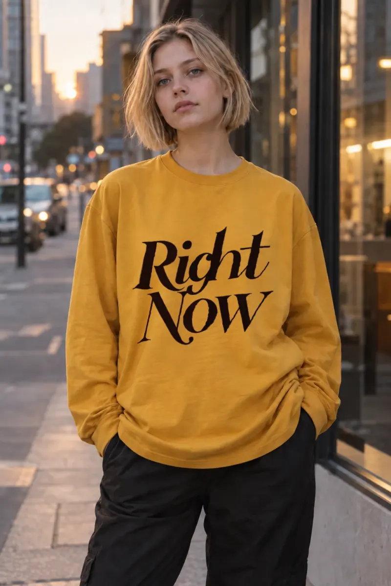 "Right Now Script" Unisex Longsleeve T-shirt | Gildan 2400