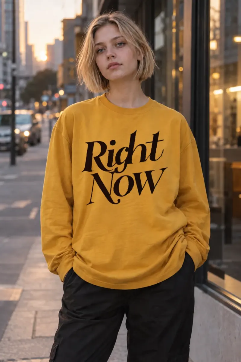 "Right Now Script" Unisex Longsleeve T-shirt | Gildan 2400
