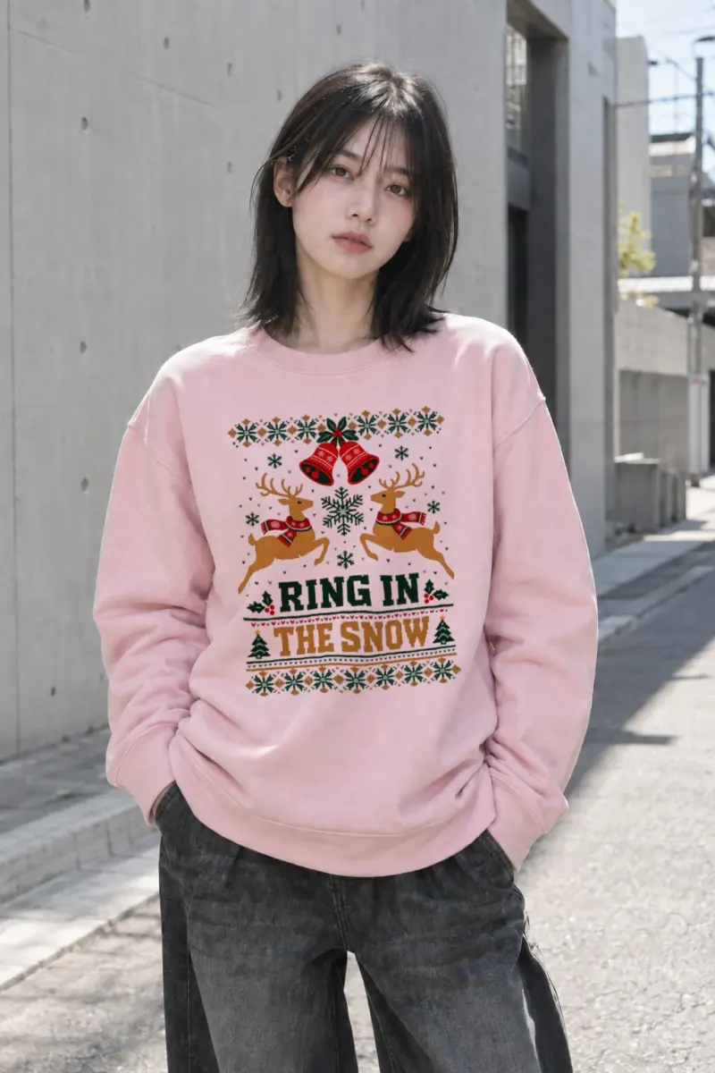 "Ring In The Snow" Heavy Blend Unisex Crewneck Sweatshirt | Gildan 18000