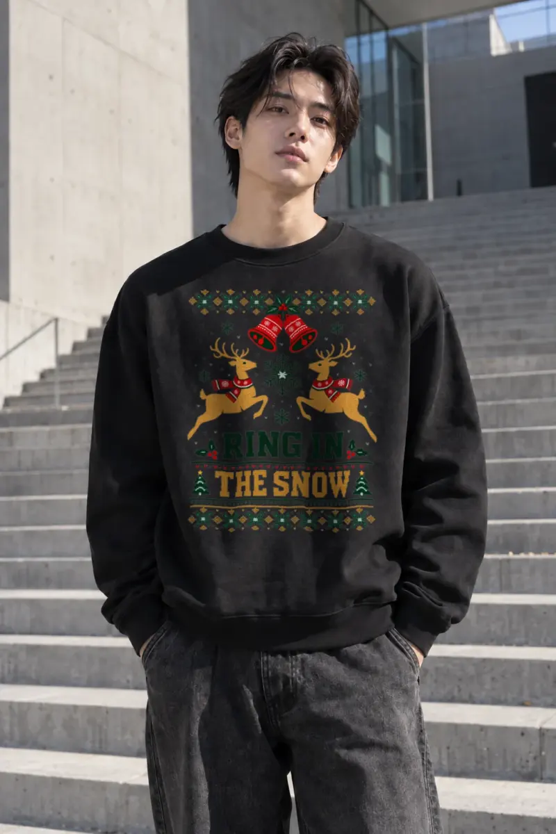 "Ring In The Snow" Heavy Blend Unisex Crewneck Sweatshirt | Gildan 18000