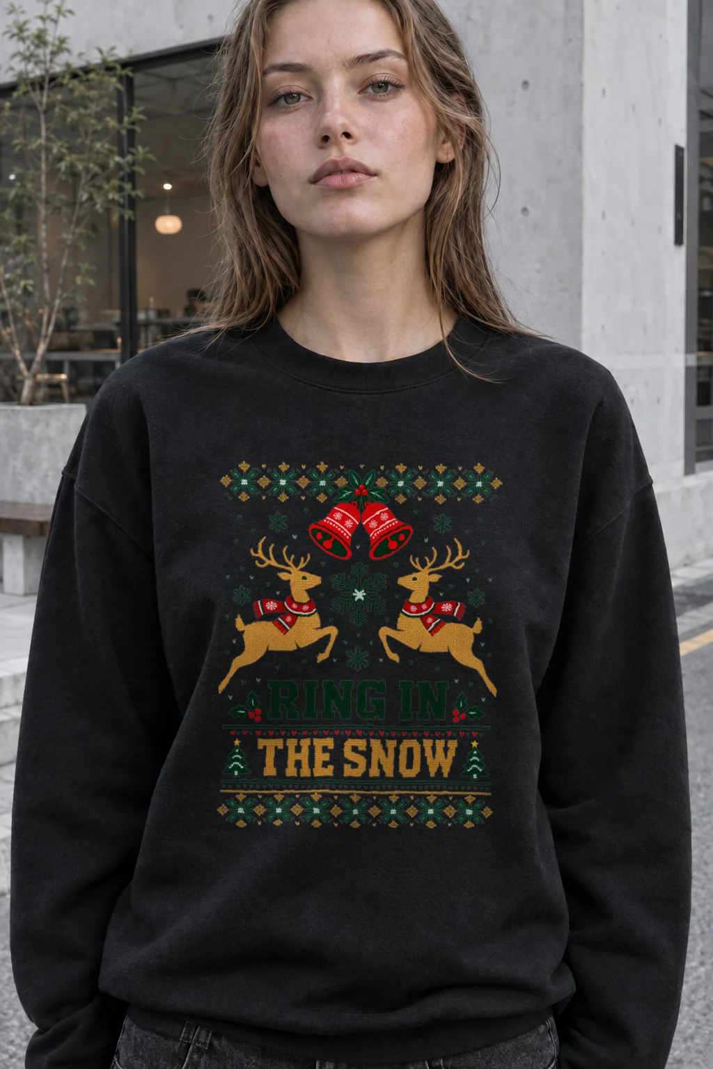 "Ring In The Snow" Heavy Blend Unisex Crewneck Sweatshirt | Gildan 18000
