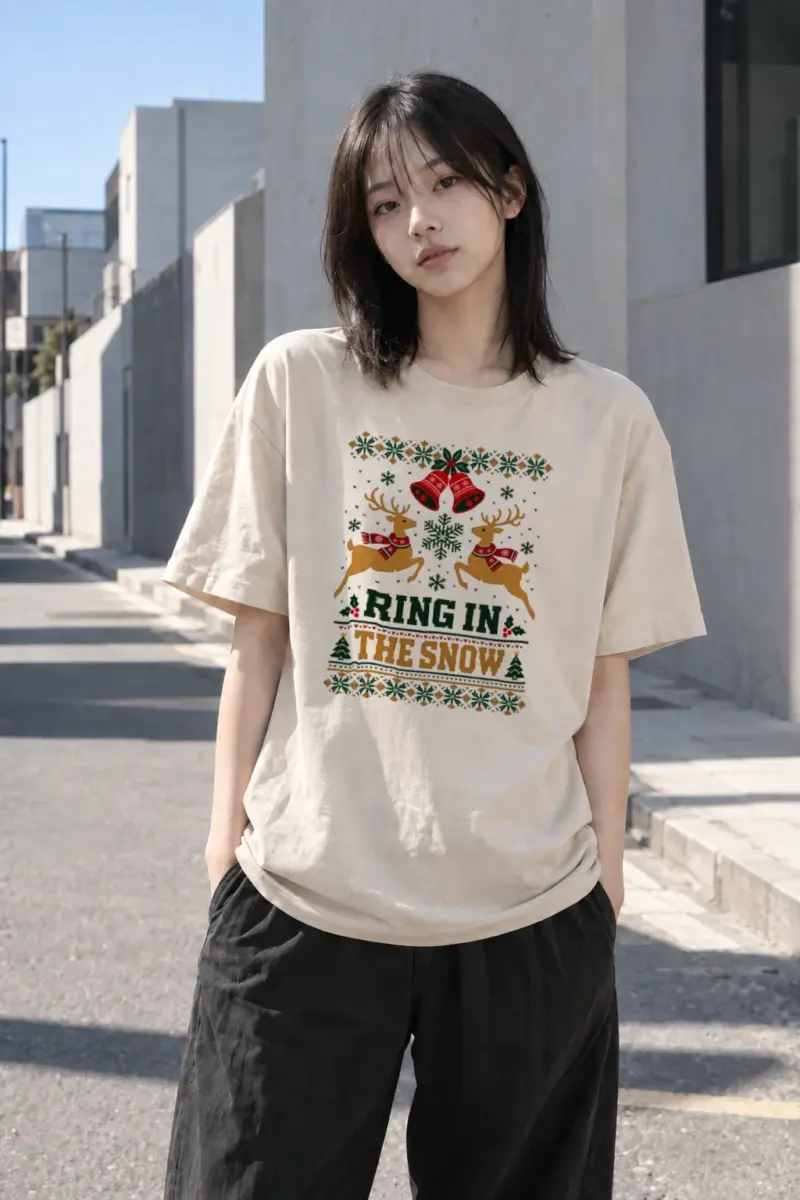 "Ring In The Snow" Heavyweight Unisex Crewneck T-shirt | Gildan 5000