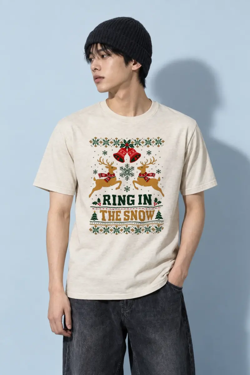 "Ring In The Snow" Heavyweight Unisex Crewneck T-shirt