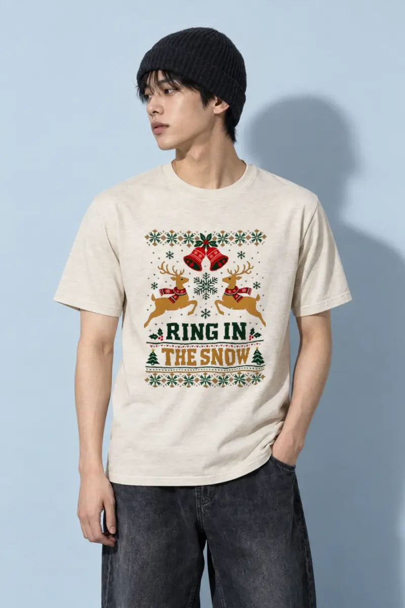 "Ring In The Snow" Heavyweight Unisex Crewneck T-shirt