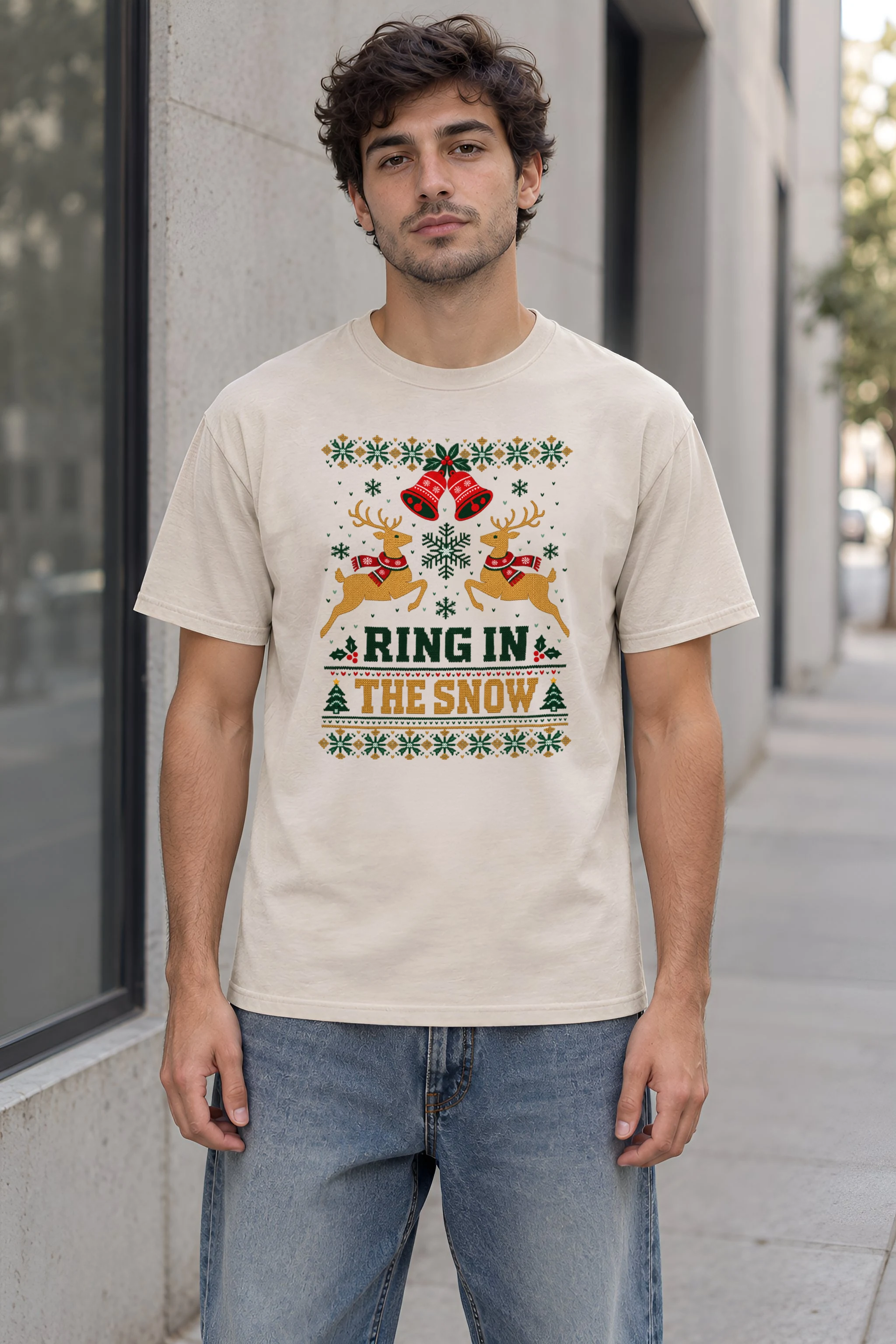 "Ring In The Snow" Heavyweight Unisex Crewneck T-shirt