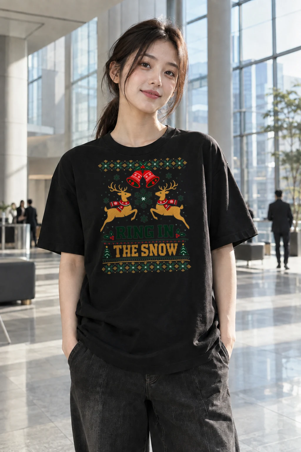 "Ring In The Snow" Heavyweight Unisex Crewneck T-shirt | Gildan 5000