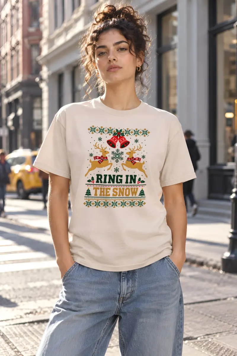 "Ring In The Snow" Heavyweight Unisex Crewneck T-shirt
