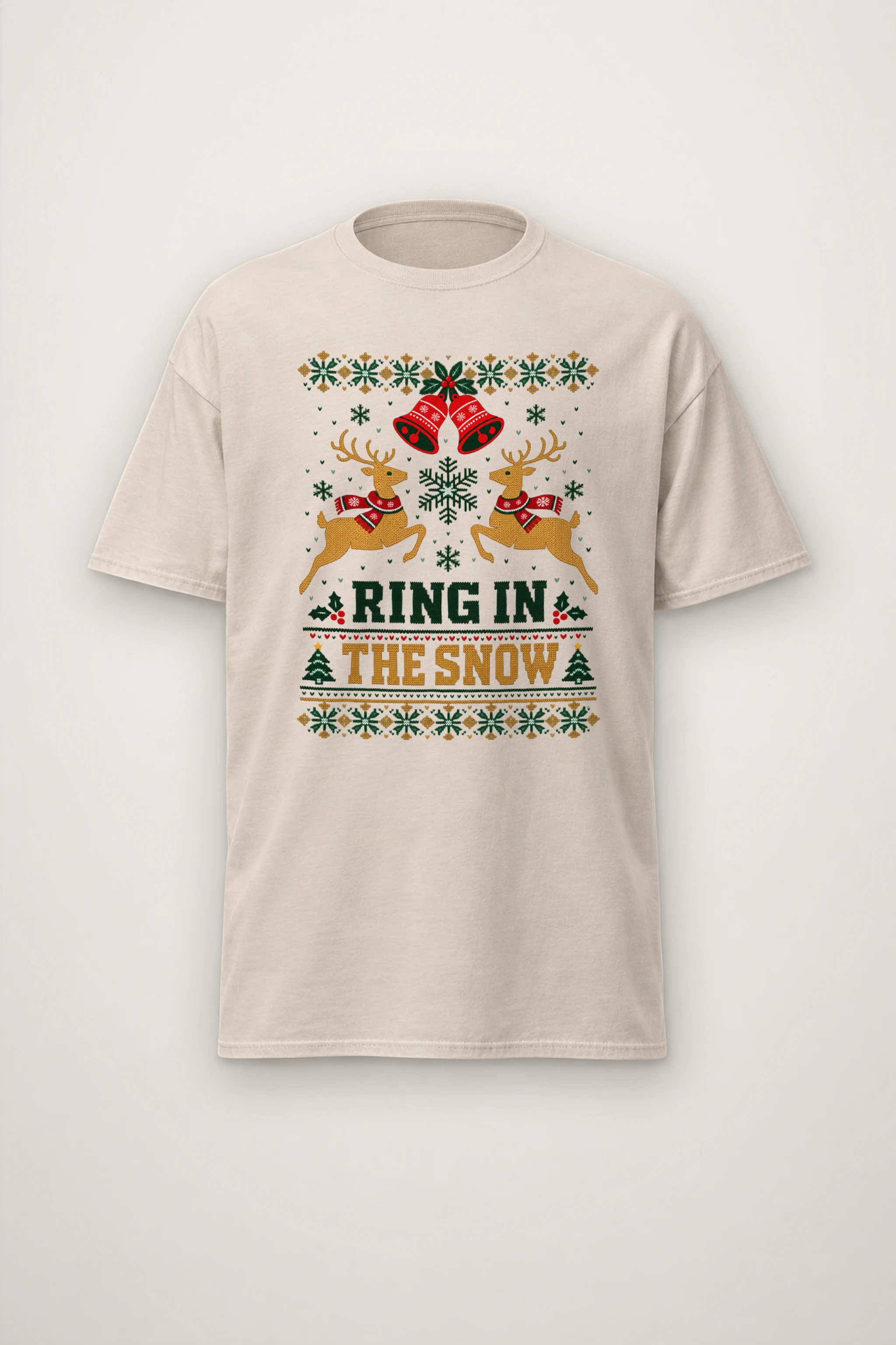 "Ring In The Snow" Heavyweight Unisex Crewneck T-shirt