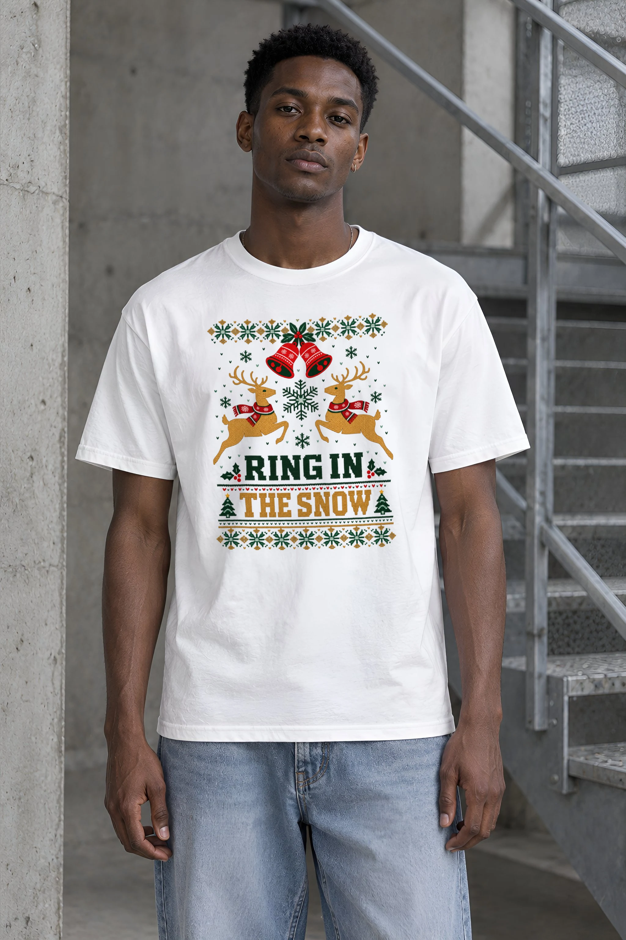 "Ring In The Snow" Heavyweight Unisex Crewneck T-shirt