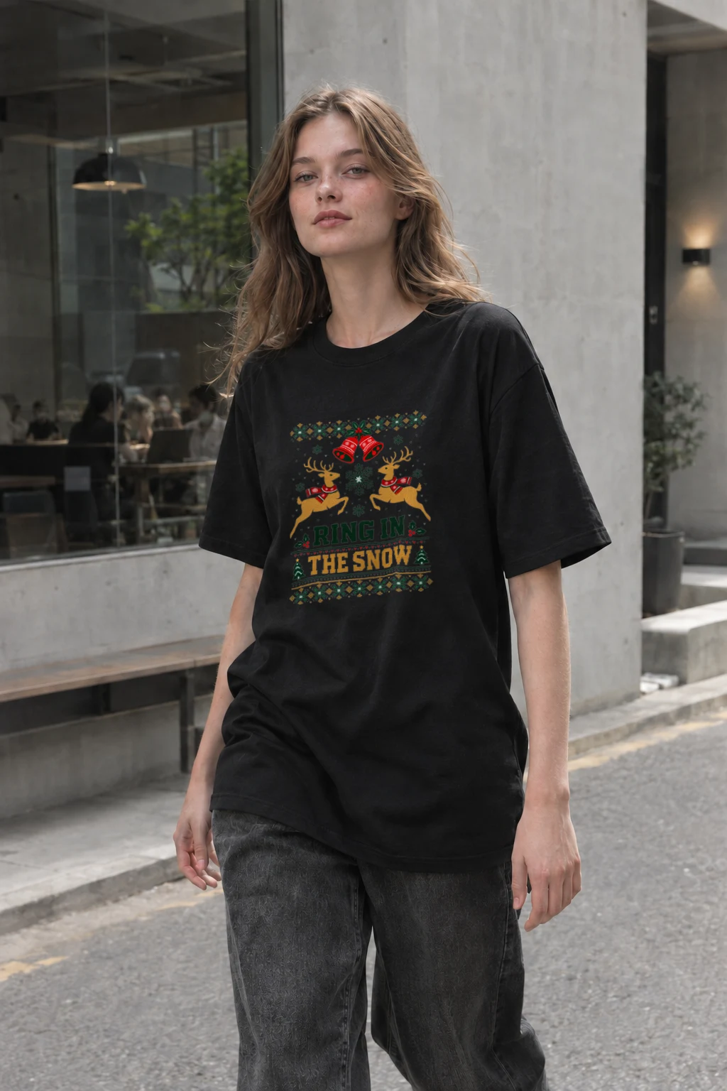 "Ring In The Snow" Heavyweight Unisex Crewneck T-shirt | Gildan 5000
