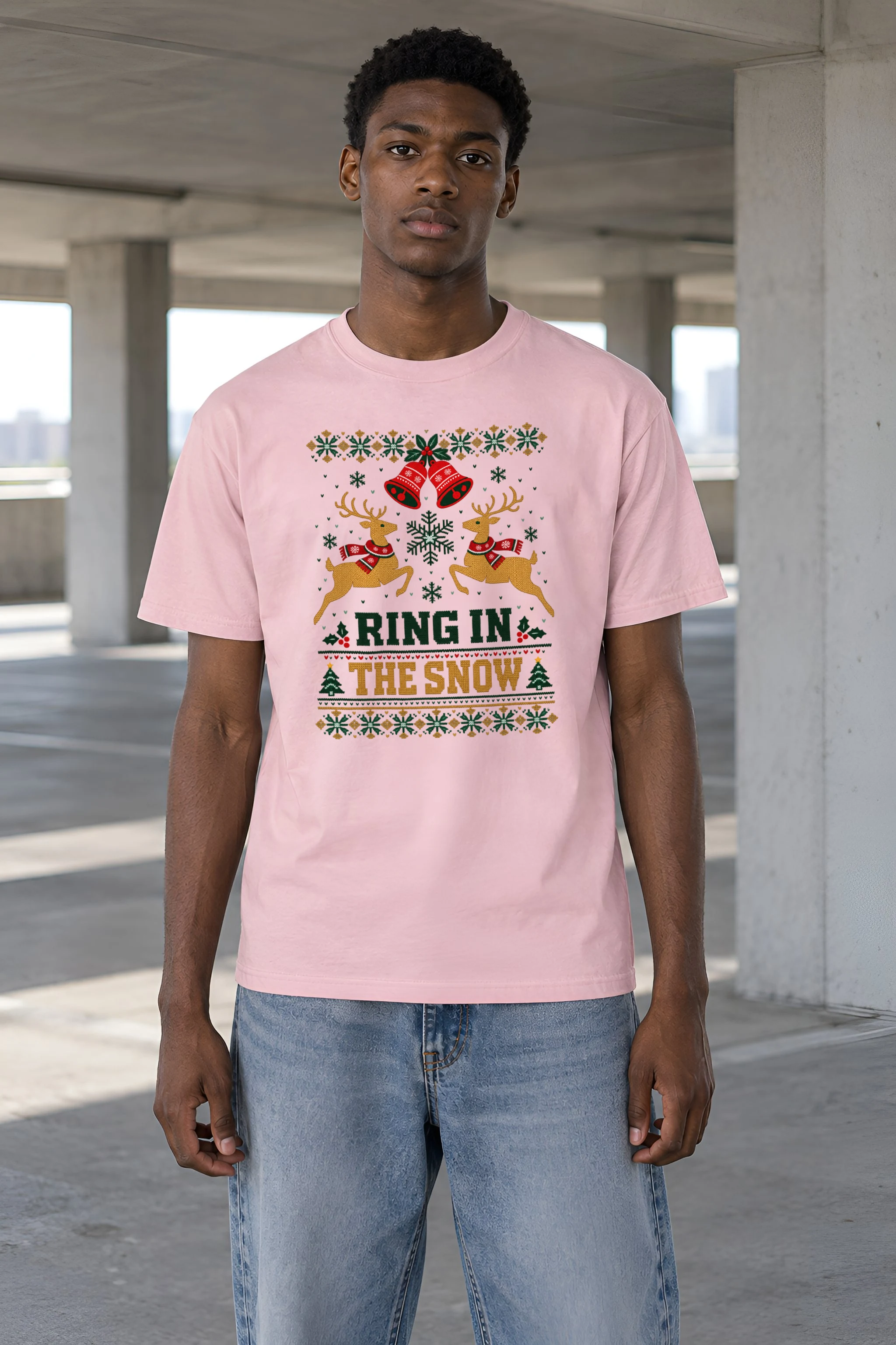 "Ring In The Snow" Heavyweight Unisex Crewneck T-shirt