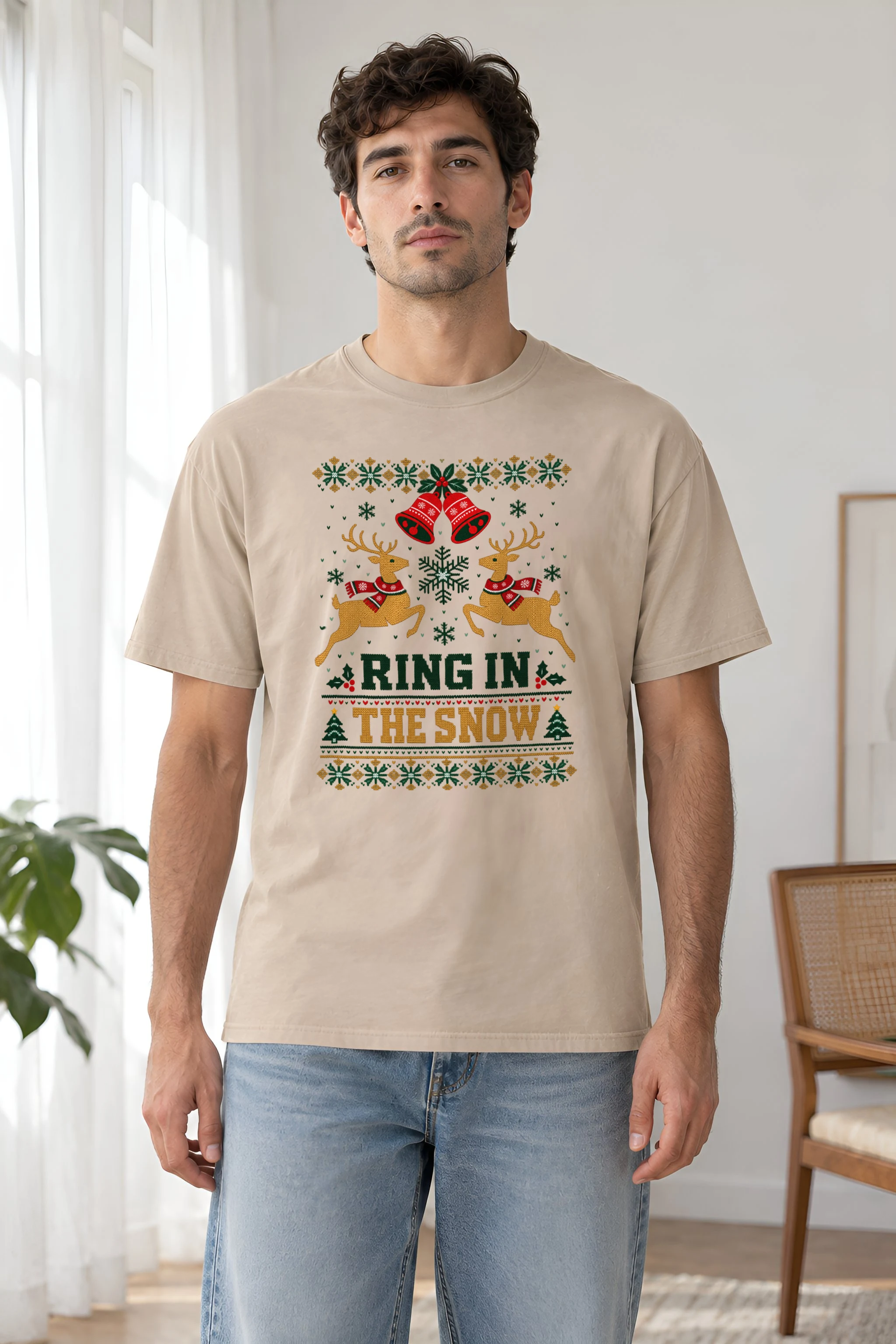 "Ring In The Snow" Heavyweight Unisex Crewneck T-shirt