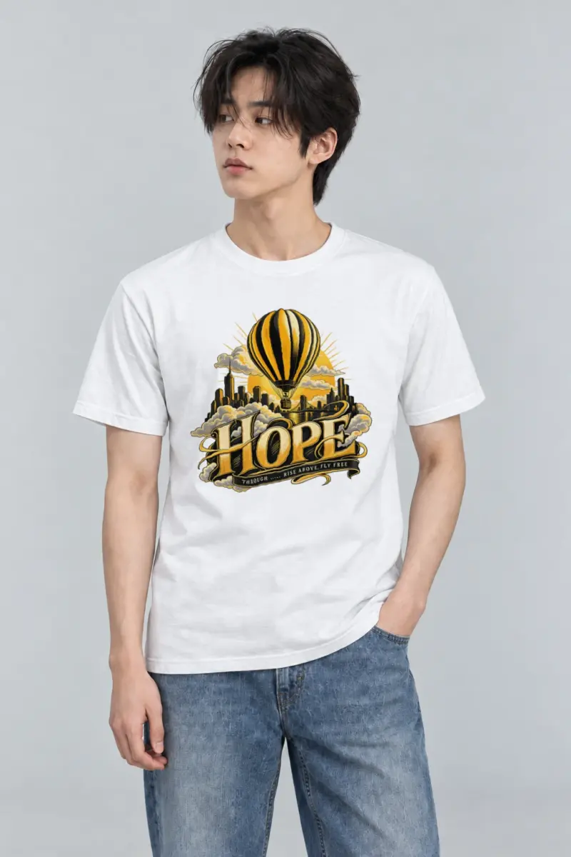 "Rise Above, Fly Free" Heavyweight Unisex Crewneck T-shirt | Gildan 5000