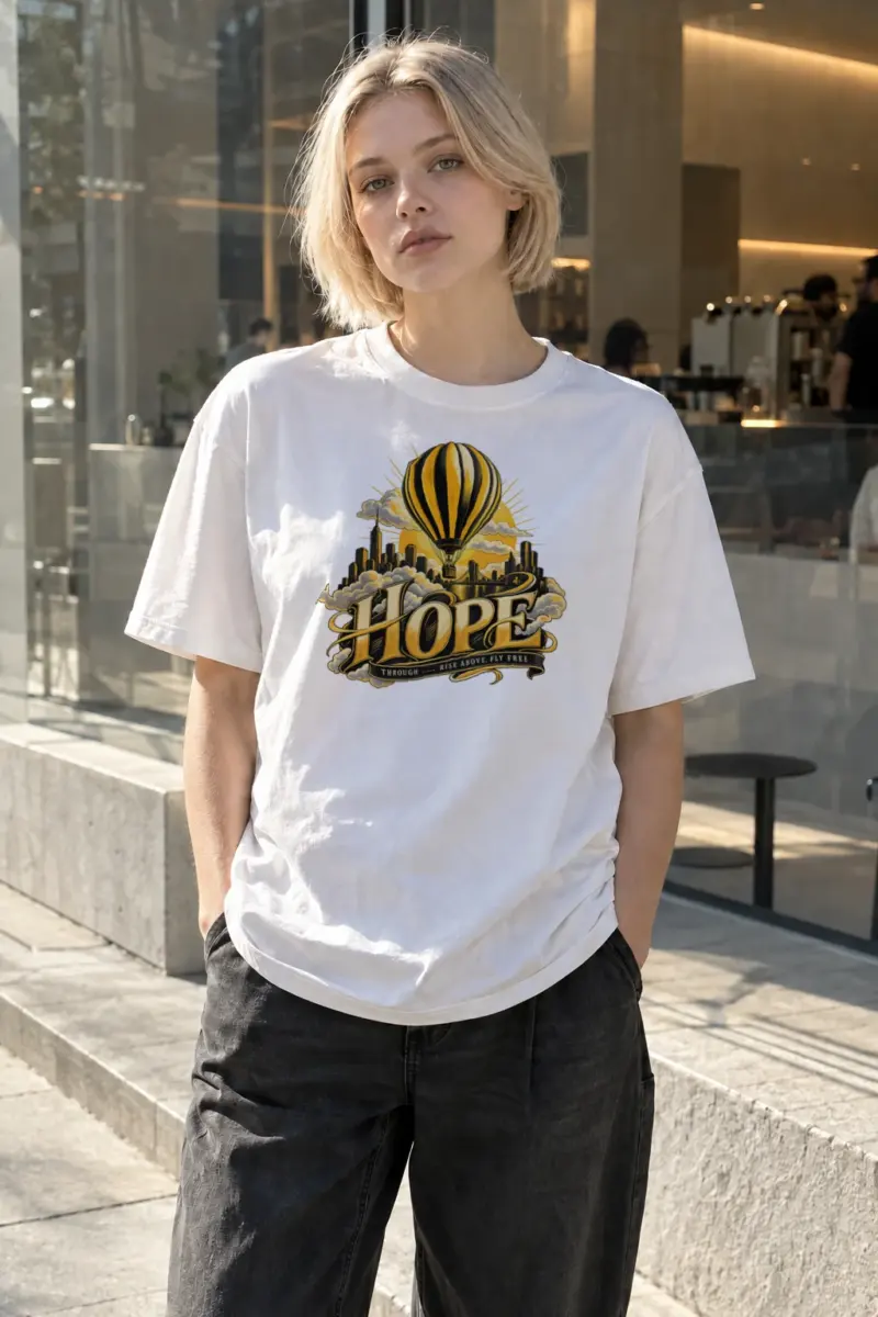 "Rise Above, Fly Free" Heavyweight Unisex Crewneck T-shirt | Gildan 5000