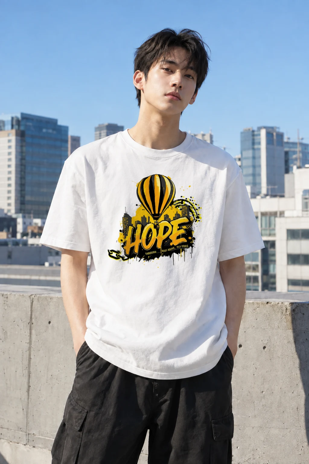 "Rise Above, Fly Free" Heavyweight Unisex Crewneck T-shirt | Gildan 5000