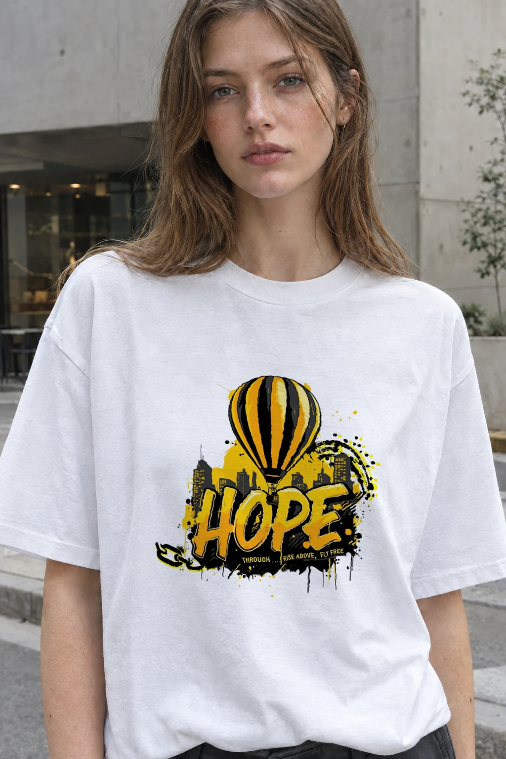 "Rise Above, Fly Free" Heavyweight Unisex Crewneck T-shirt | Gildan 5000