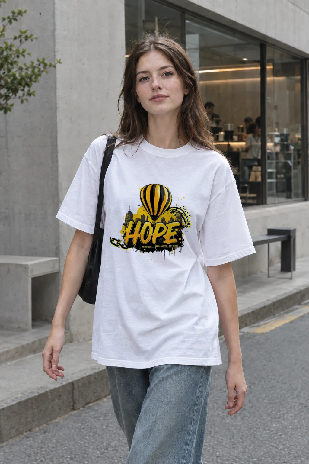 "Rise Above, Fly Free" Heavyweight Unisex Crewneck T-shirt | Gildan 5000