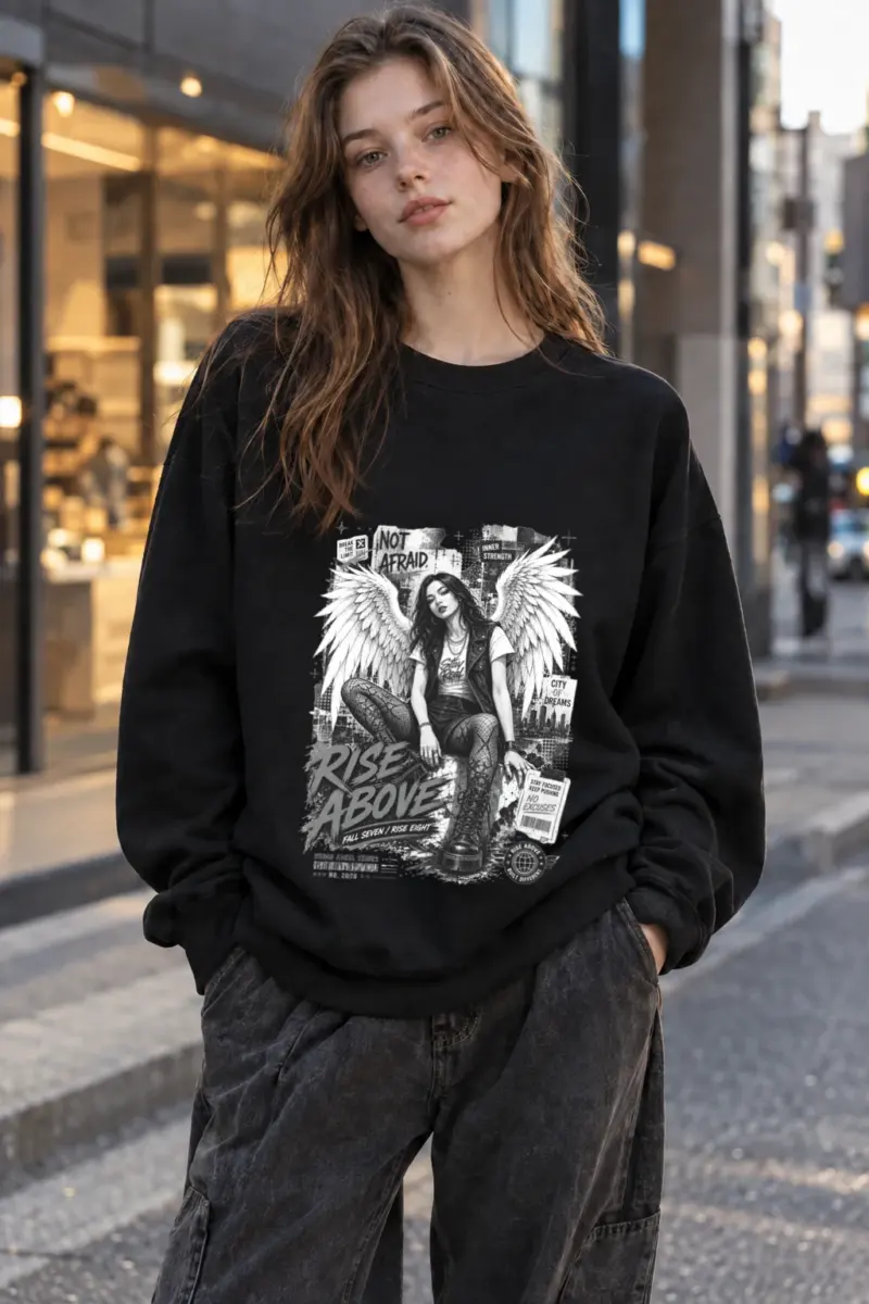 “Rise Above” Heavy Blend Unisex Crewneck Sweatshirt | Gildan 18000