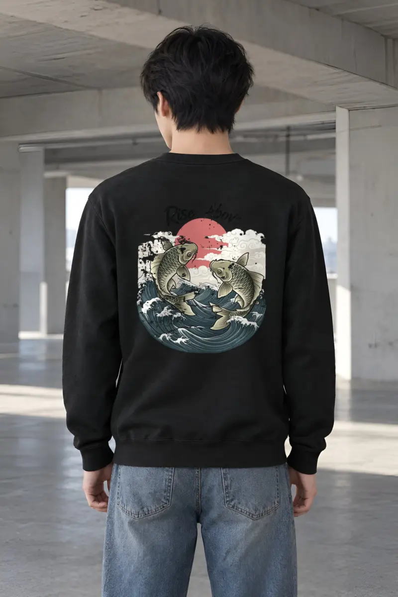 "Rise Above Koi" Heavy Blend Unisex Crewneck Sweatshirt