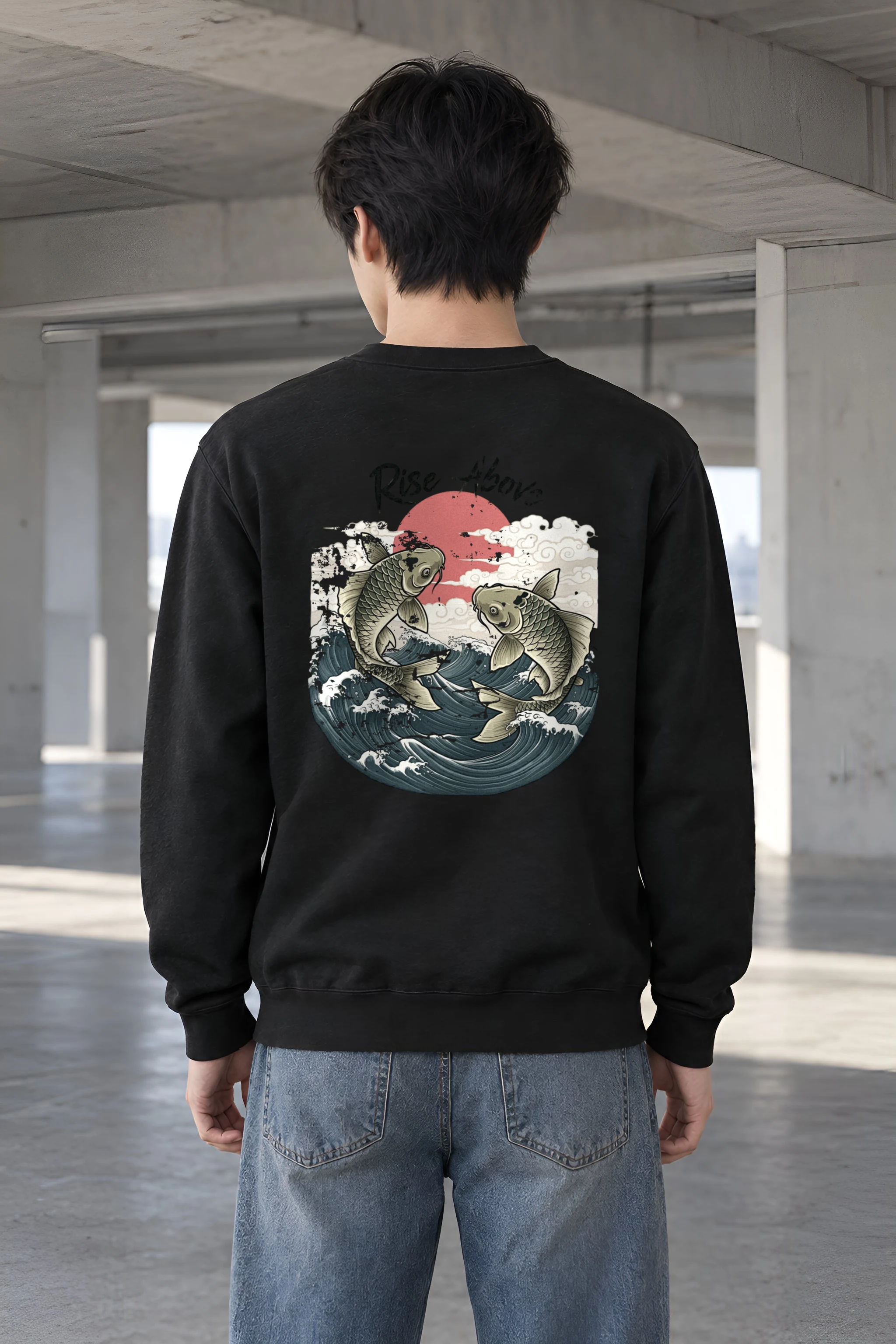 "Rise Above Koi" Heavy Blend Unisex Crewneck Sweatshirt