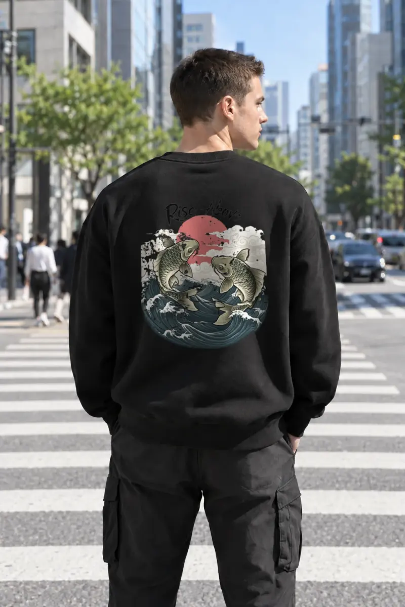 "Rise Above Koi" Heavy Blend Unisex Crewneck Sweatshirt | Gildan 18000