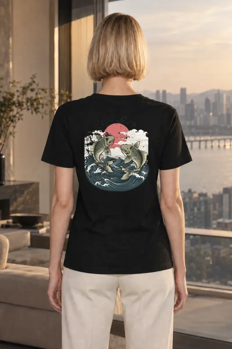 "Rise Above Koi" Heavyweight Unisex Crewneck T-shirt | Gildan 5000
