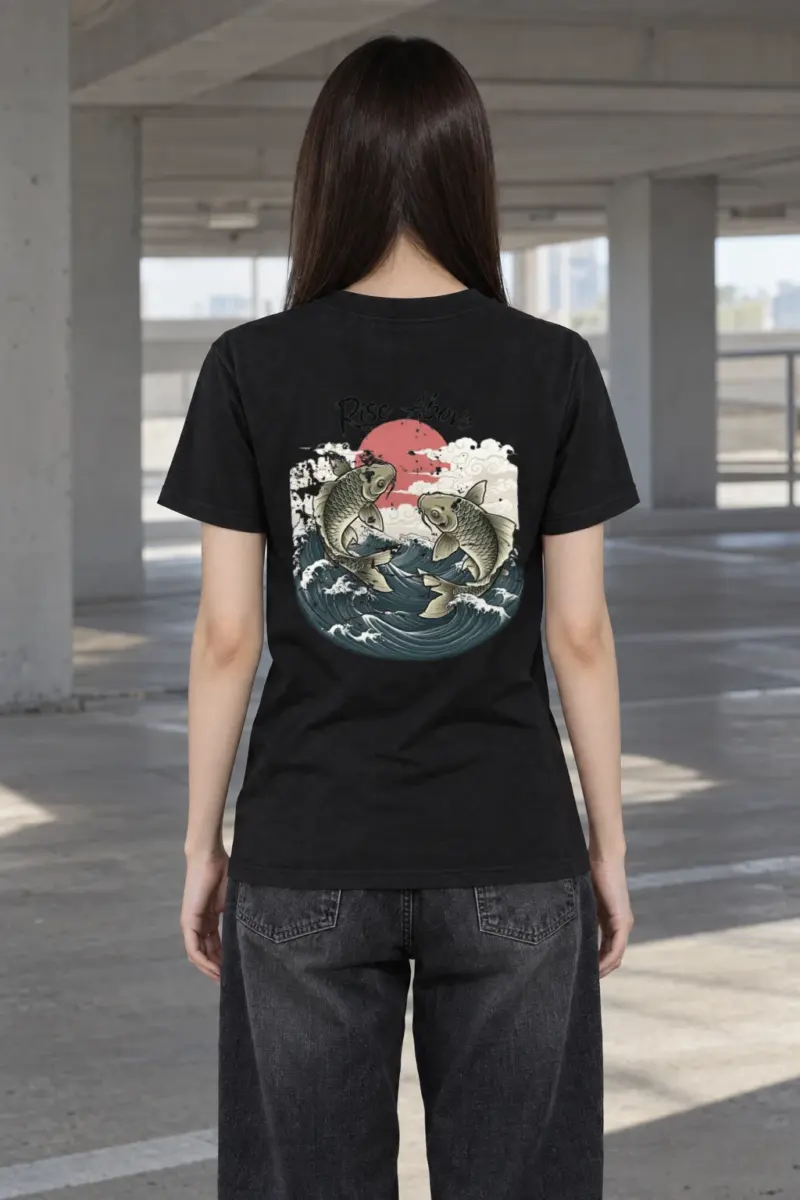 "Rise Above Koi" Heavyweight Unisex Crewneck T-shirt