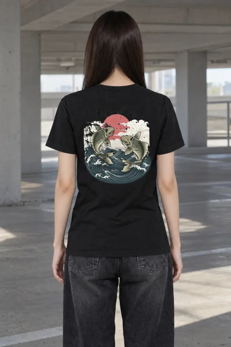 "Rise Above Koi" Heavyweight Unisex Crewneck T-shirt
