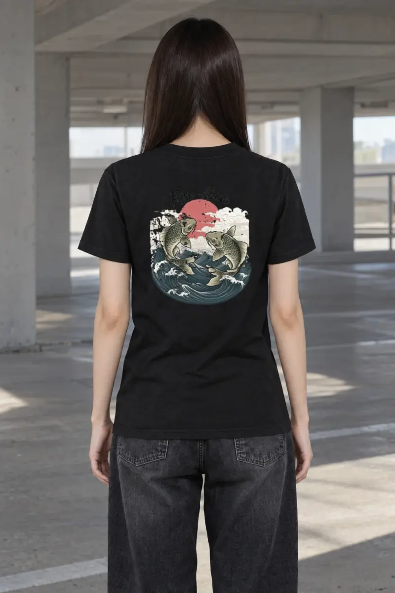 "Rise Above Koi" Heavyweight Unisex Crewneck T-shirt