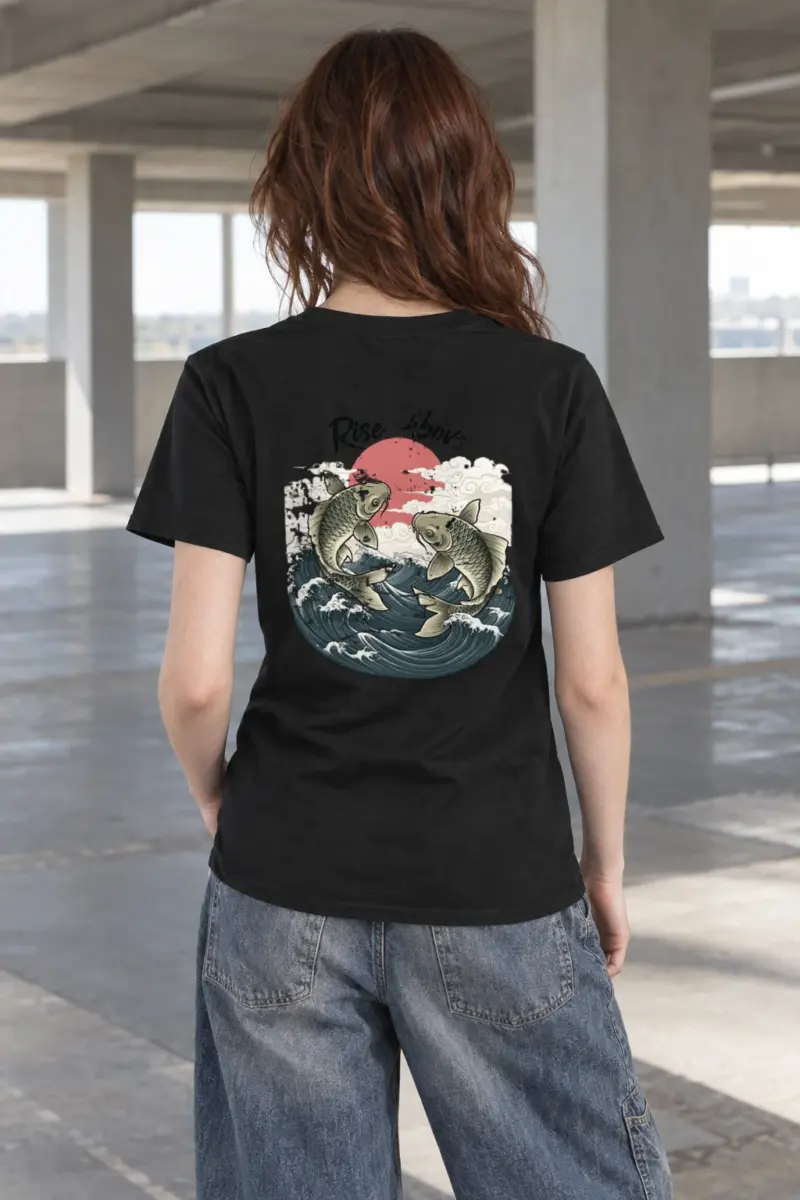 "Rise Above Koi" Heavyweight Unisex Crewneck T-shirt